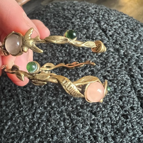 Elegant Gold and Green Women's hoop earrings - Picture 4 of 14